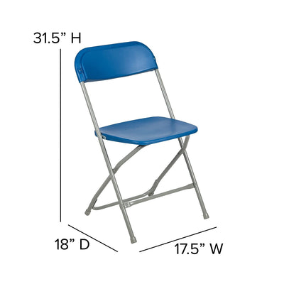Hercules™ Series Plastic Folding Chair - Blue - 2 Pack 650LB Weight Capacity Comfortable Event Chair-Lightweight Folding Chair