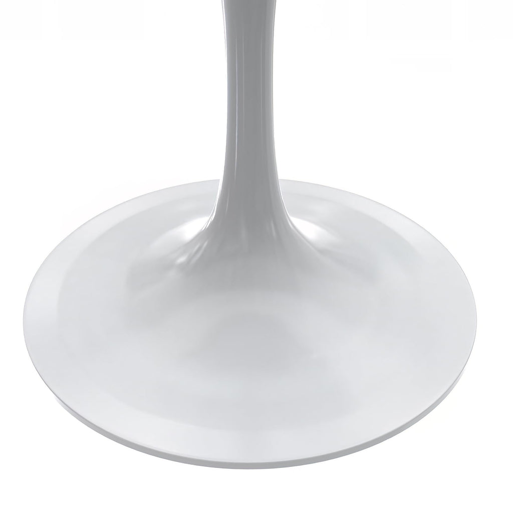 Modern Round Dining Table, White Resin Tabletop with Stainless Steel Pedestal Base, Contemporary Kitchen & Dining Room Table, Small Space Breakfast Nook Table (27 Inch)