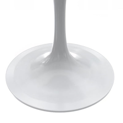 Modern Round Dining Table, White Resin Tabletop with Stainless Steel Pedestal Base, Contemporary Kitchen & Dining Room Table, Small Space Breakfast Nook Table (27 Inch)