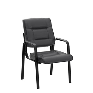 Office Guest Chair Bonded Leather Executive Side Chair Reception Chair with Solid Metal Frame Home Office Furniture, Set of 4, Black