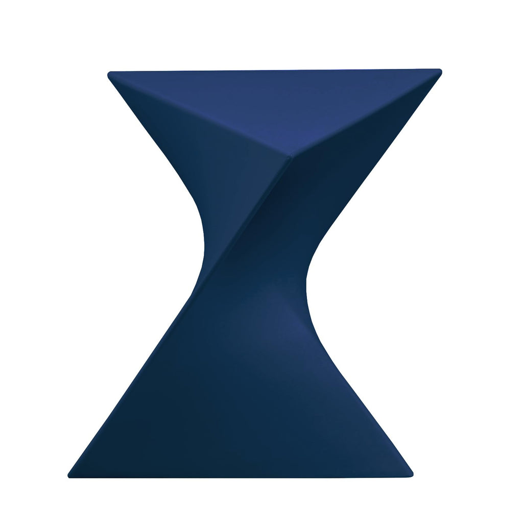 15.75" Navy Blue Stackable Side Table - Weather-Resistant Plastic Triangular Accent End Table for Indoor & Outdoor Use