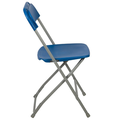 Hercules Series Plastic Folding Chair - Blue - 650LB Weight Capacity Comfortable Event Chair - Lightweight Folding Chair