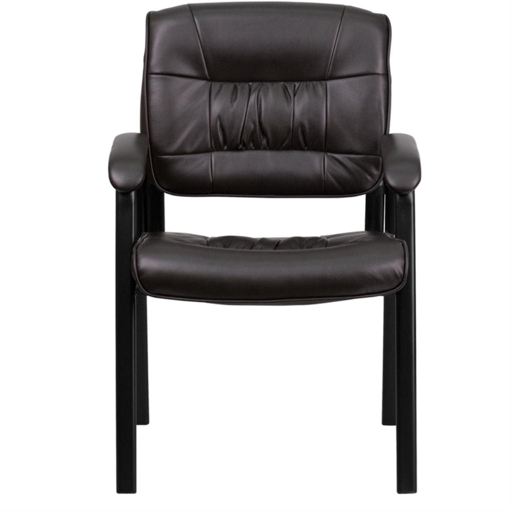 Haeger LeatherSoft Tufted Executive Reception Chair with Padded Armrests, Upholstered Side Chair for Living Room or Office, Brown
