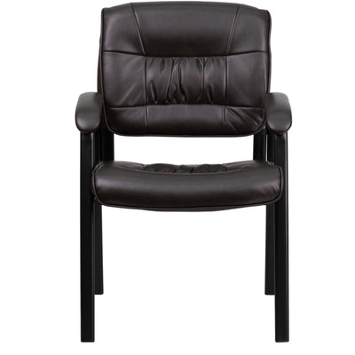 Haeger LeatherSoft Tufted Executive Reception Chair with Padded Armrests, Upholstered Side Chair for Living Room or Office, Brown