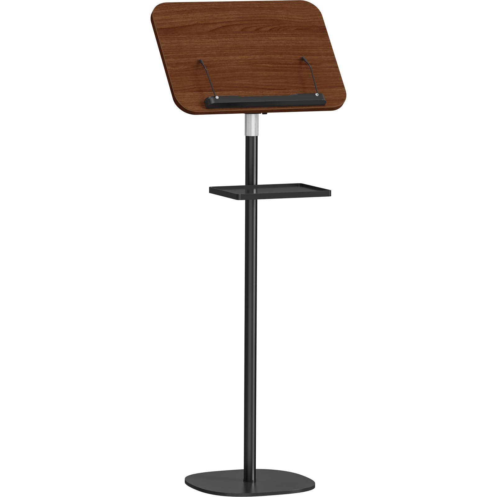 Snughome Lectern Podium Stand with Storage Tray, Height Adjustable Lectern Stand Mobile Podium, Portable Floor Standing Podium Lectern for Church, Weddings, Classroom, Speech