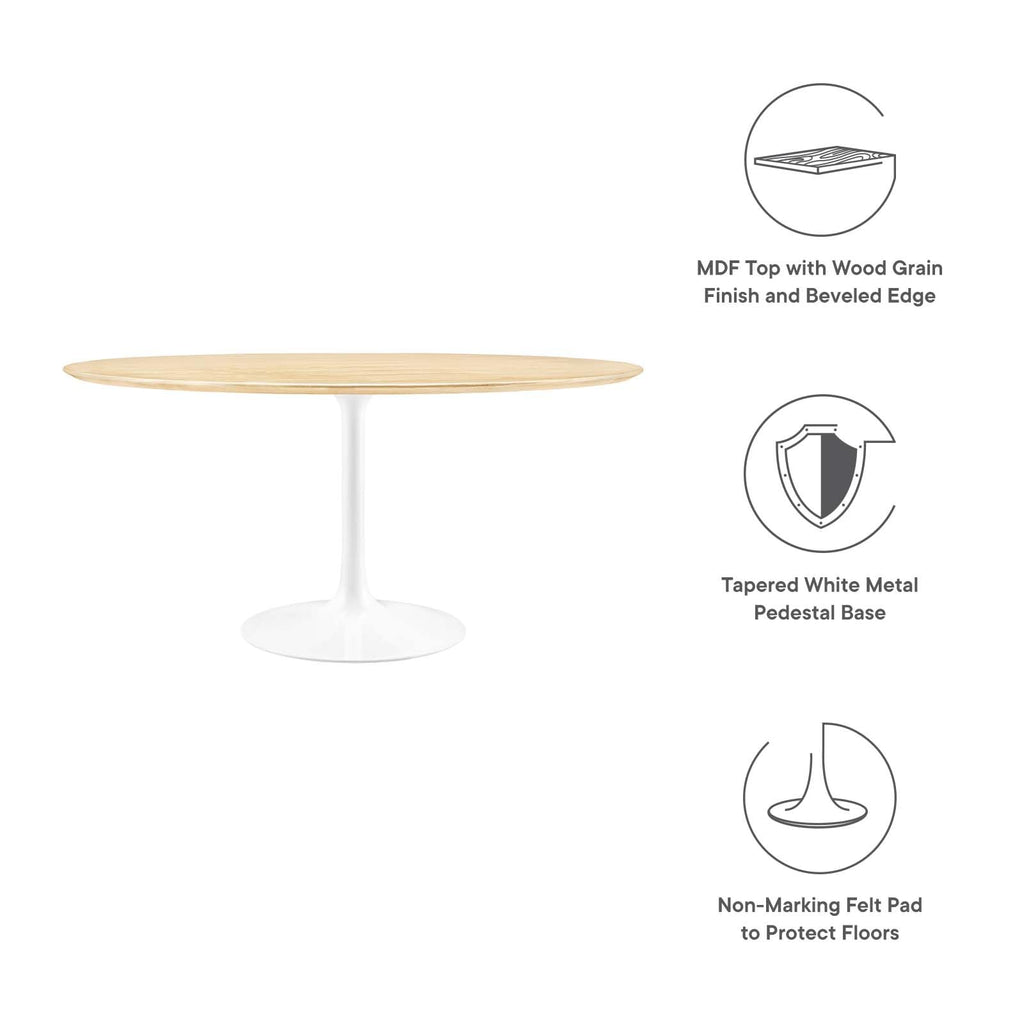 Dining Table, 60", White Natural