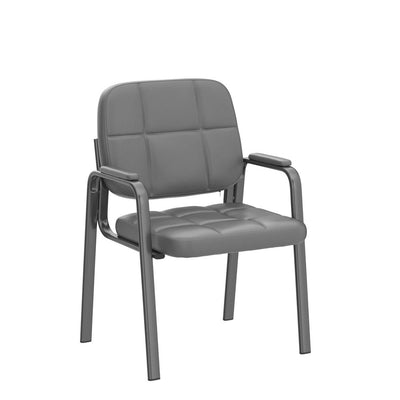 2 Pack, Waiting Room Guest Chair with Bonded Leather Padded Arm Rest for Office Reception and Conference Desk(Grey)