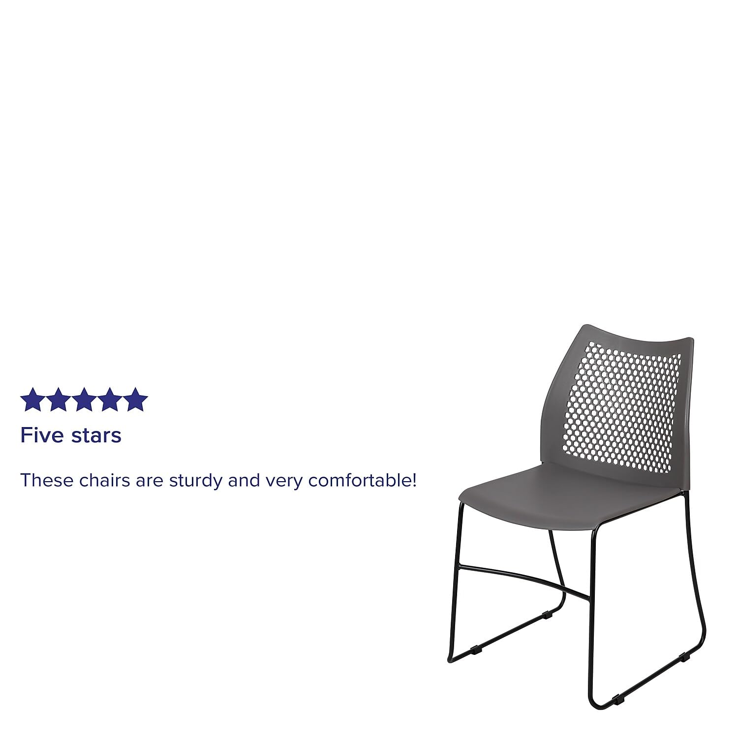Set of 5 Gray, Hercules Series Contoured Lobby Chairs with Air-Vent Honeycomb Backs, Ergonomic Stacking Chairs for Offices,