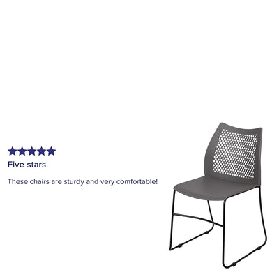 Set of 5 Gray, Hercules Series Contoured Lobby Chairs with Air-Vent Honeycomb Backs, Ergonomic Stacking Chairs for Offices,