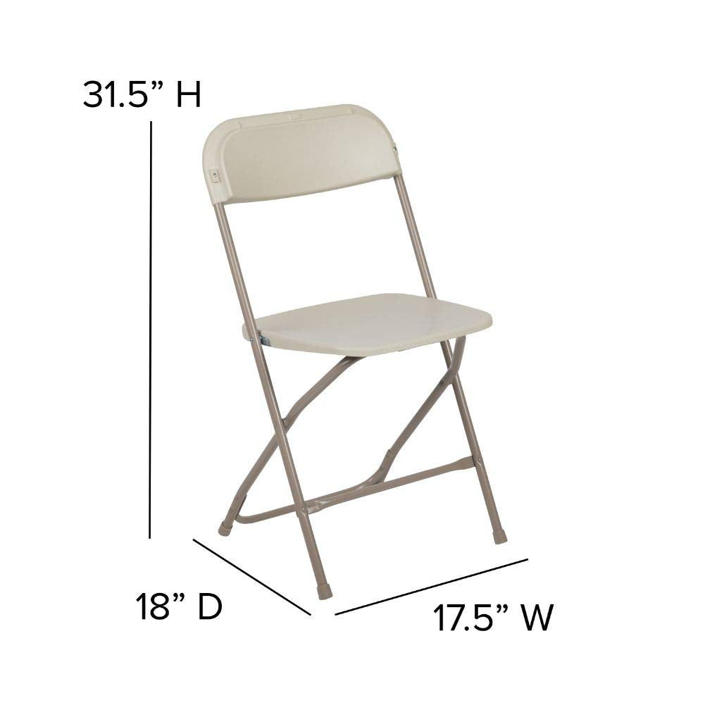 Hercules Series Plastic Folding Chair - Beige - 650LB Weight Capacity Comfortable Event Chair - Lightweight Folding Chair