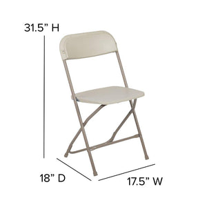 Hercules Series Plastic Folding Chair - Beige - 650LB Weight Capacity Comfortable Event Chair - Lightweight Folding Chair