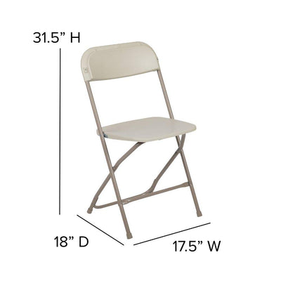 Hercules Series Plastic Folding Chair - Beige - 650LB Weight Capacity Comfortable Event Chair - Lightweight Folding Chair