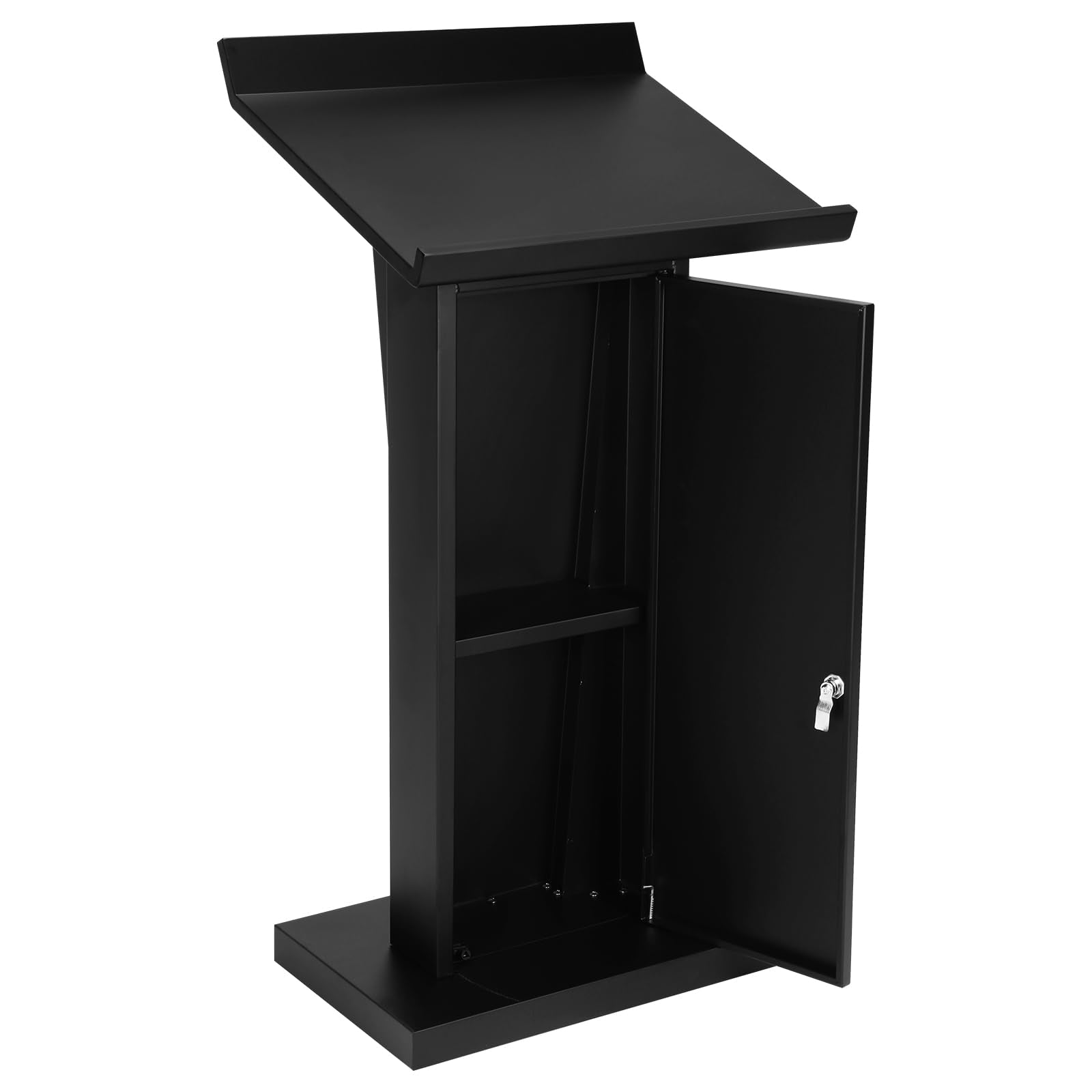 Professional Podium Stand, 43.3" Height Metal Lectern with Storage Shelf, Heavy Duty Speech Desk for Church, Conference & Wedding Ceremony