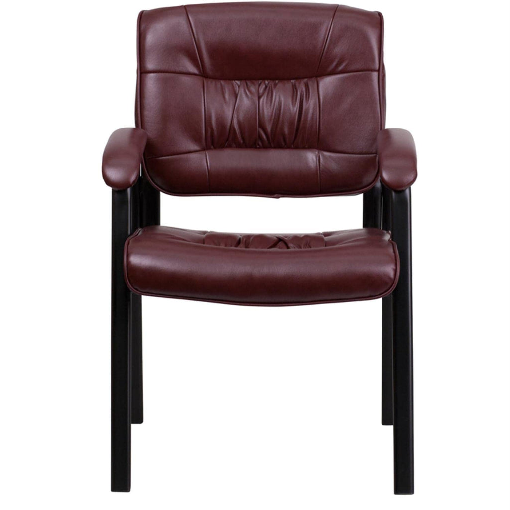 Haeger LeatherSoft Tufted Executive Reception Chair with Padded Armrests, Upholstered Side Chair for Living Room or Office, Burgundy