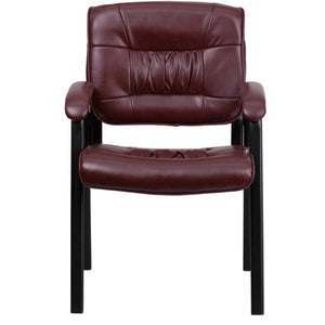 Haeger LeatherSoft Tufted Executive Reception Chair with Padded Armrests, Upholstered Side Chair for Living Room or Office, Burgundy