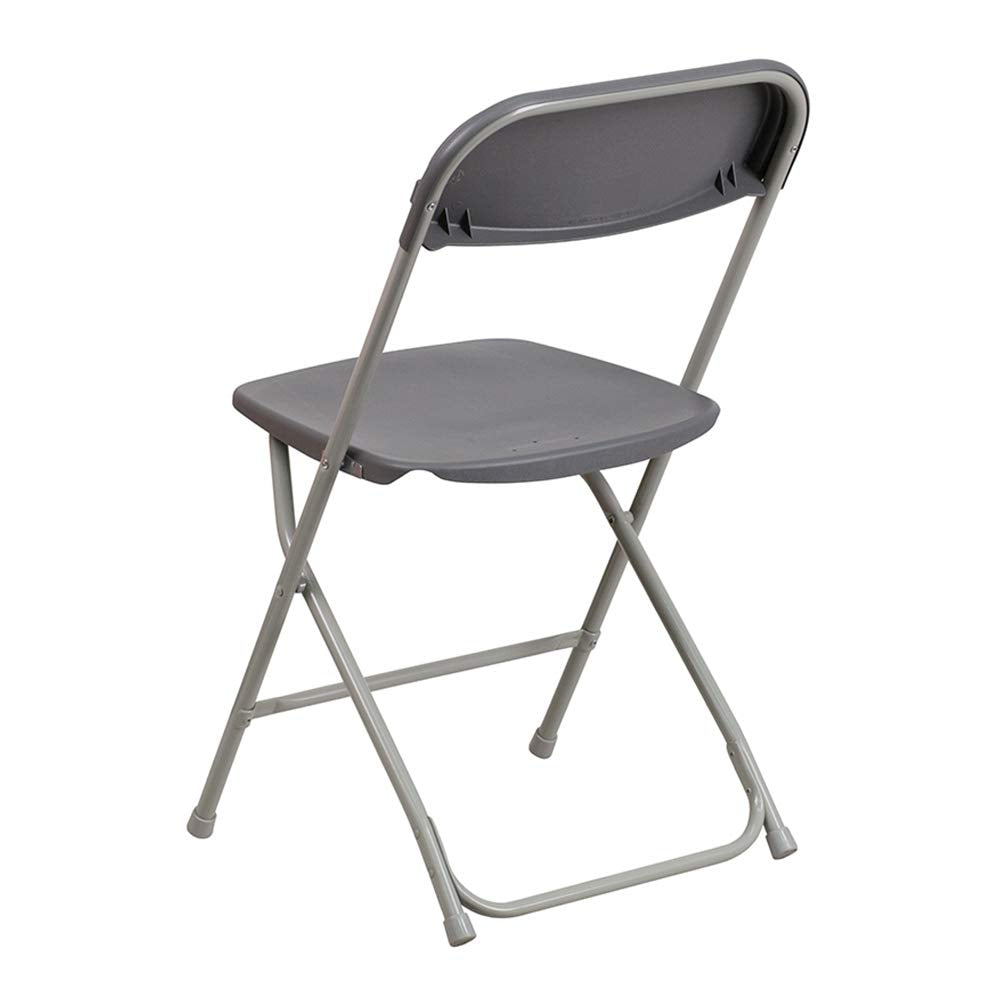 Set of 10, Gray, Hercules Series Plastic Folding Chairs for Parties and Weddings, Stackable Commercial Event Seats,