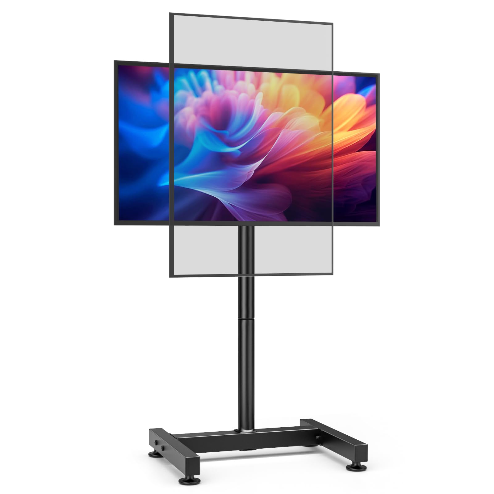 TV Floor Stand for 13-50 inch Screens Holds up to 77lbs, Tilting and Height Adjustable Monitor Floor Stand Mount,Tall Standing TV Stand for Bedroom, Dorm Room, Office, Max VESA 200x200mm