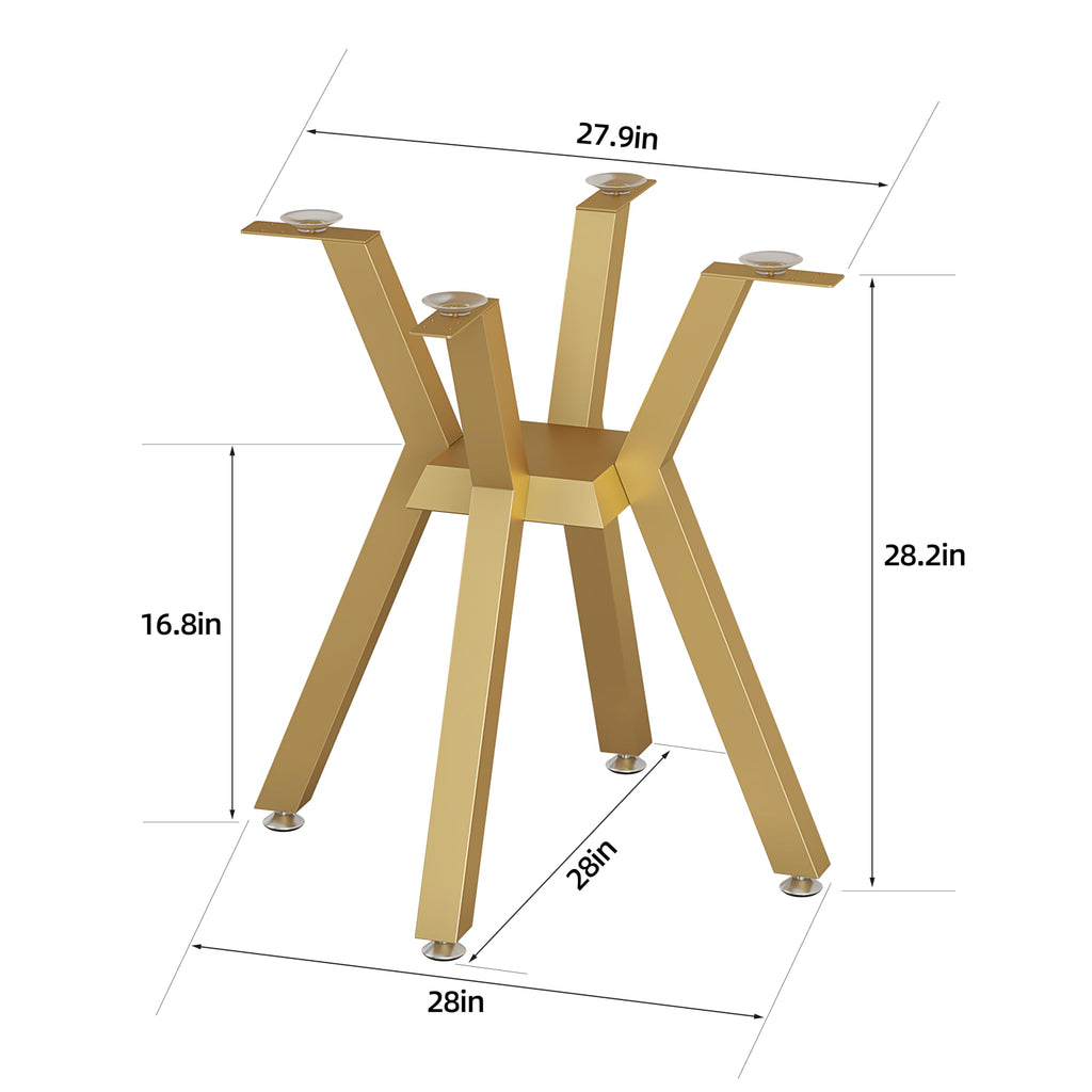 Metal Table Base - Modern Coffee Table Legs, 28 Inch, Heavy Duty Desk Legs for Glass, Marble, Wood Table Tops - Gold
