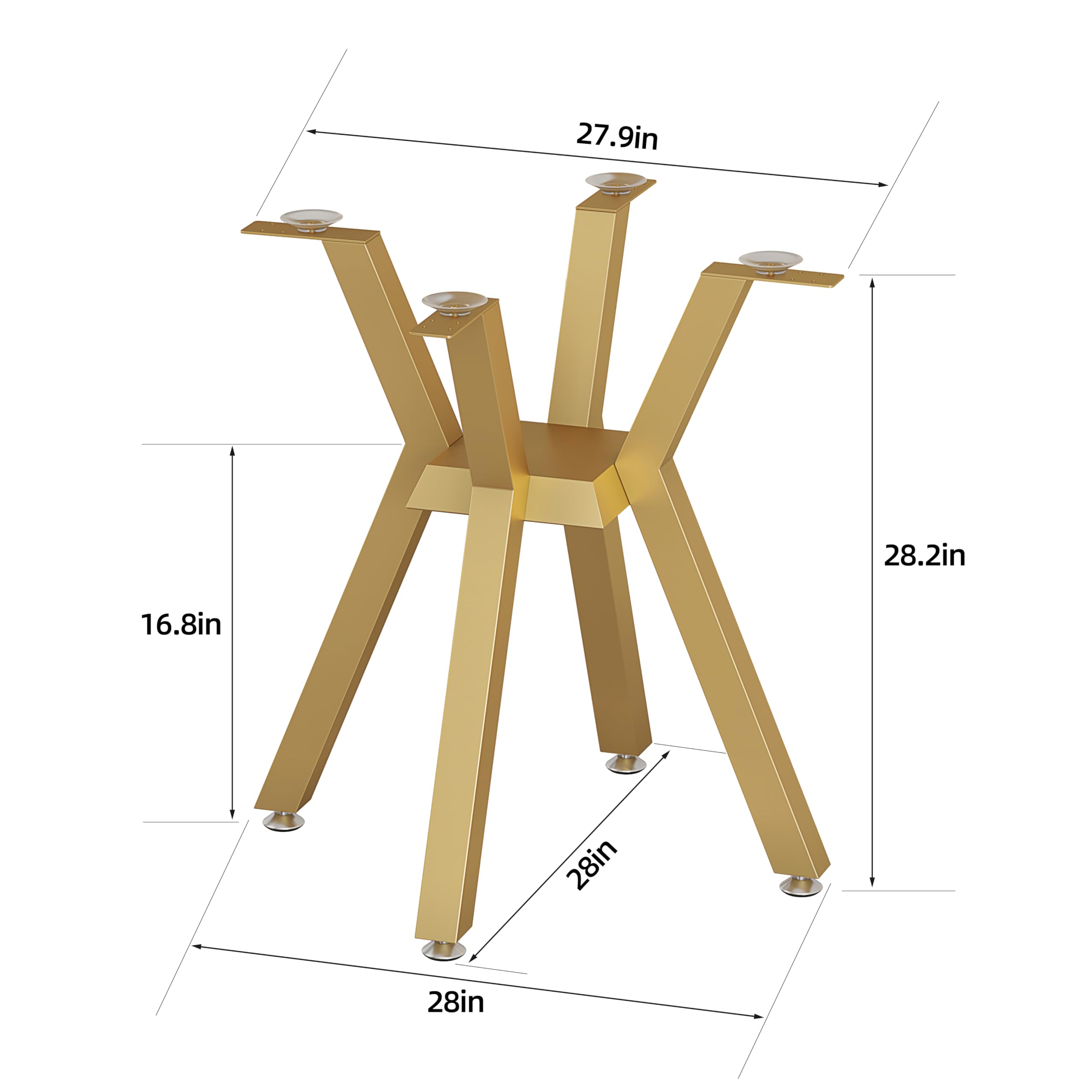 Metal Table Base - Modern Coffee Table Legs, 28 Inch, Heavy Duty Desk Legs for Glass, Marble, Wood Table Tops - Gold