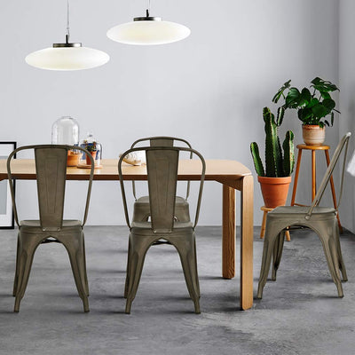 Metal Chair Dining Chair Set of 4 Patio Chair Home Kitchen Chair 18 Inch Seat Height Dinning Room Chair Stackable Metal Bar Chairs Indoor Outdoor Chairs Tolix Bar Side Chair Dining Chair