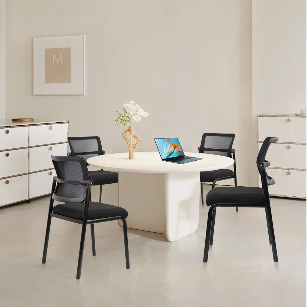 Stacking Armless Office Waiting Room Chair with Adjustable Backrest, Stackable Mesh Guest Reception Desk Chairs with Ergonomic
