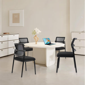 CLATINA Stacking Armless Office Waiting Room Chair with Adjustable Backrest, Stackable Mesh Guest Reception Desk Chairs with Ergonomic Lumbar Support for Conference Lobby Side School, Black, 4 Pack