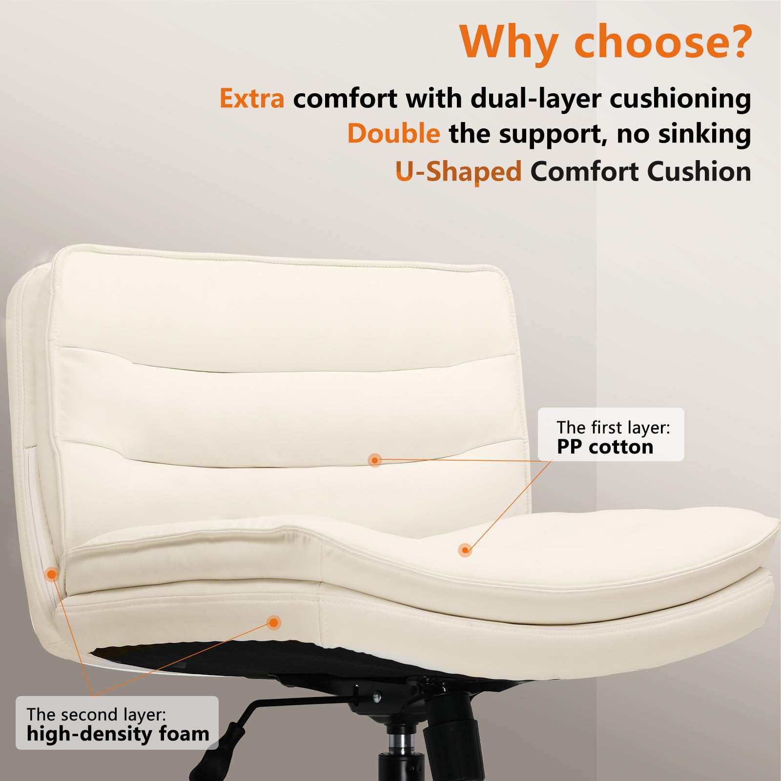 Criss Cross Chair with Wheels Armless Cross Legged Office Chair Wide Home Office Desk Chair Swivel Comfy Vanity Desk Chair Height Adjustable Mid Back Wide Seat Computer Task Chair