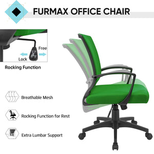 Office Chair Ergonomic Computer Desk Mesh Chair Mid Back Swivel Lumbar Support with Armrest (2, Green)