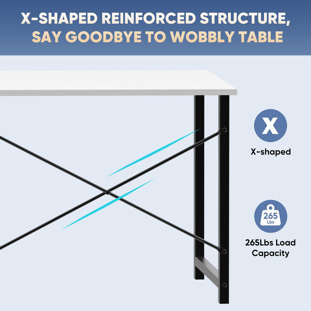 32 Inch Small Computer Desk for Home Office, Modern Study Work Table Simple Style for Bedroom, Writing Desks with X-Shaped ReInchforcement, Black