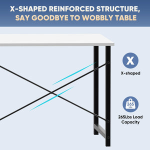 32 Inch Small Computer Desk for Home Office, Modern Study Work Table Simple Style for Bedroom, Writing Desks with X-Shaped ReInchforcement, Black