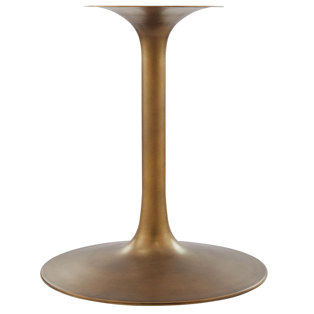 60 Inch Round Wood Dining Table with Metal Pedestal in Brass Walnut - Modern Industrial Dining Table for 6 People - Solid Wood Tulip Kitchen Table