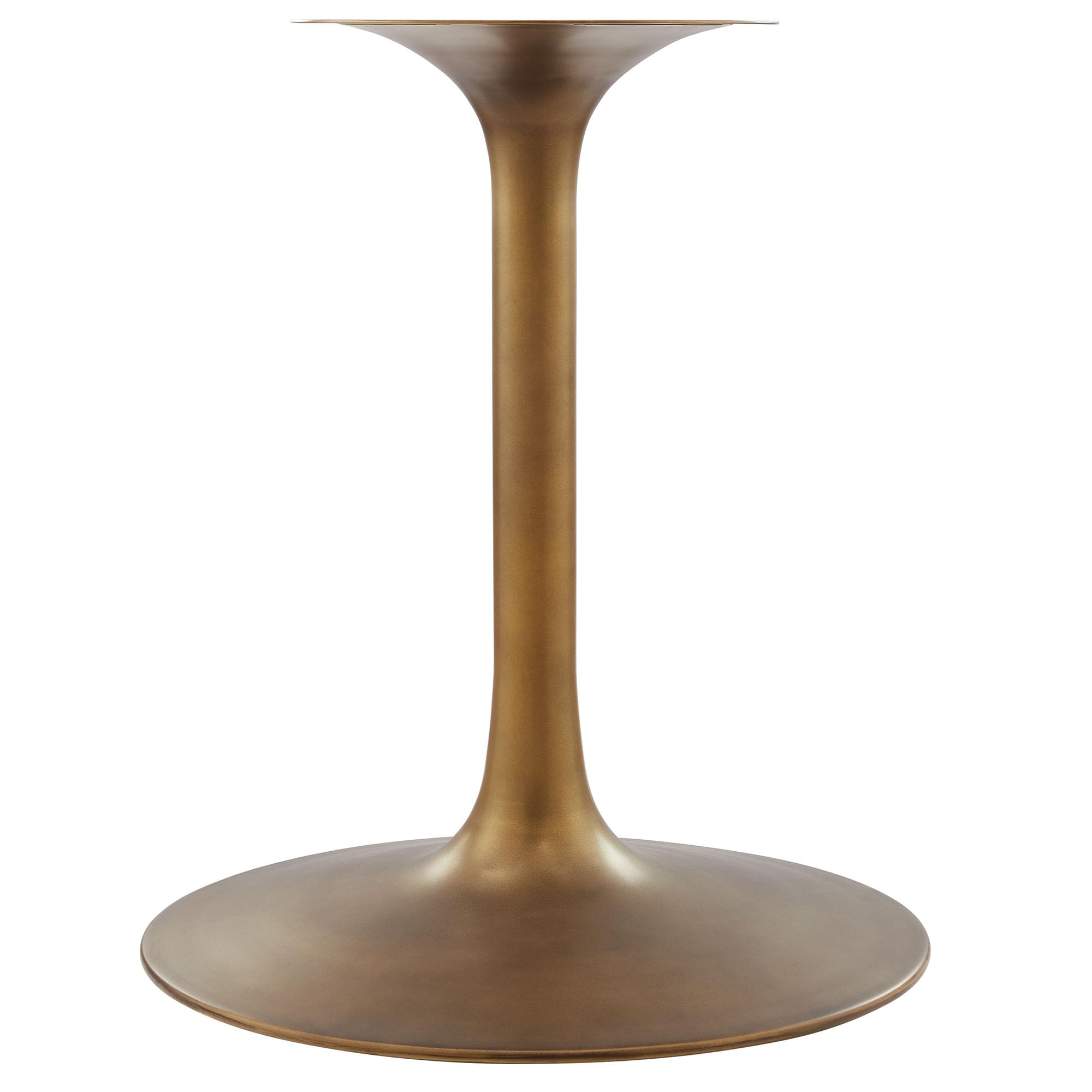 60 Inch Round Wood Dining Table with Metal Pedestal in Brass Walnut - Modern Industrial Dining Table for 6 People - Solid Wood Tulip Kitchen Table