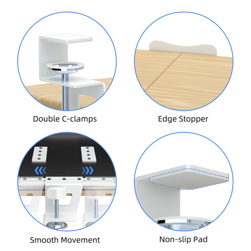 Keyboard Tray Under Desk Pull Out with C Clamp Mount, Computer Keyboard & Mouse Tray, 25.6 (30 Including Clamps) x 11.8 inch Slide-Out Platform Computer Drawer for Typing, Light Wood, DSF1QM