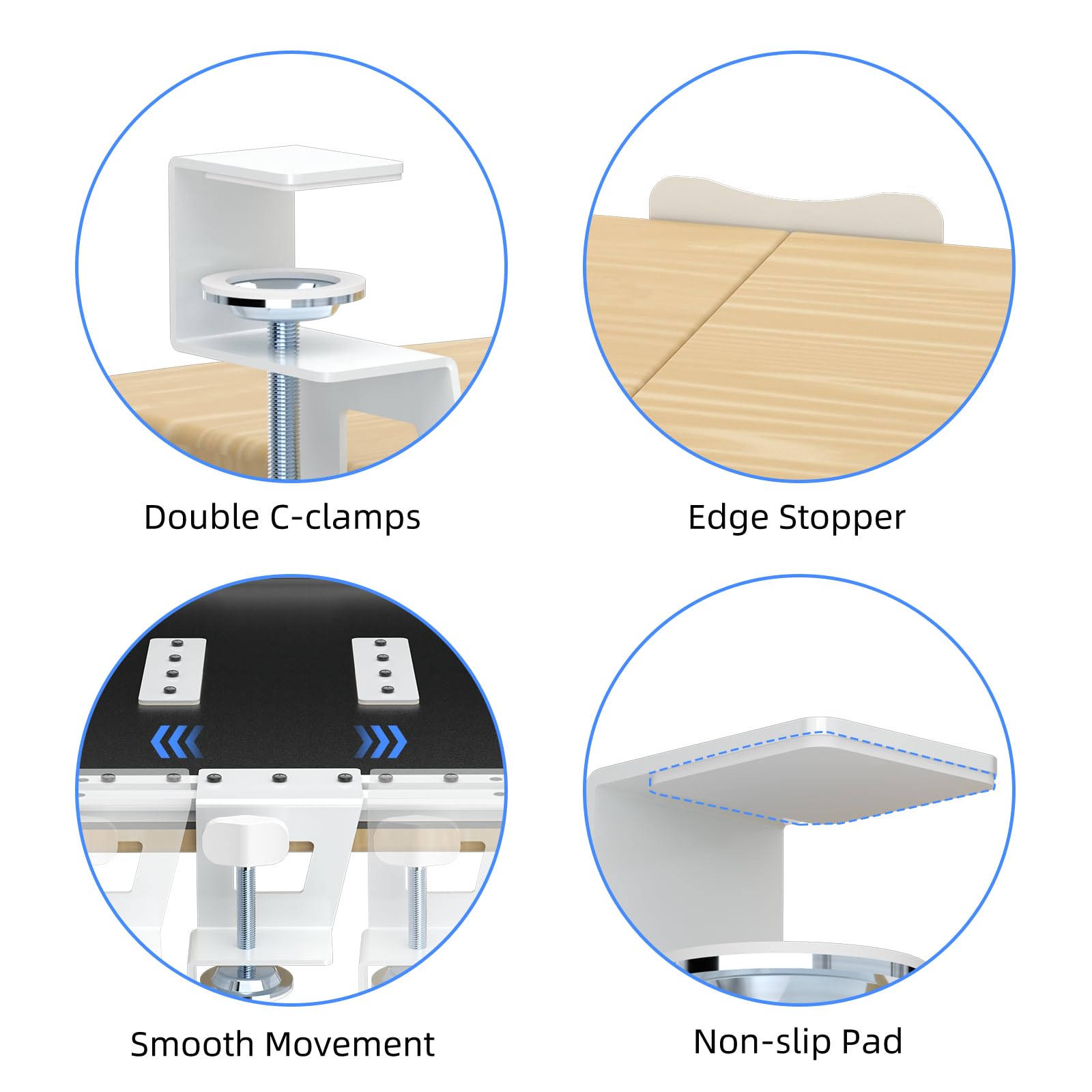 Keyboard Tray Under Desk Pull Out with C Clamp Mount, Computer Keyboard & Mouse Tray, 25.6 (30 Including Clamps) x 11.8 inch Slide-Out Platform Computer Drawer for Typing, Light Wood, DSF1QM