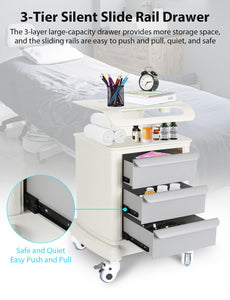 Mobile Ultrasound Trolley Cart Portable Ultrasound Imaging Scanner Vehicle Medical Beauty Storage Cart 110LBS Load with 4 Wheels 2 Brake for Hospital Office Bedroom Medical Clinic