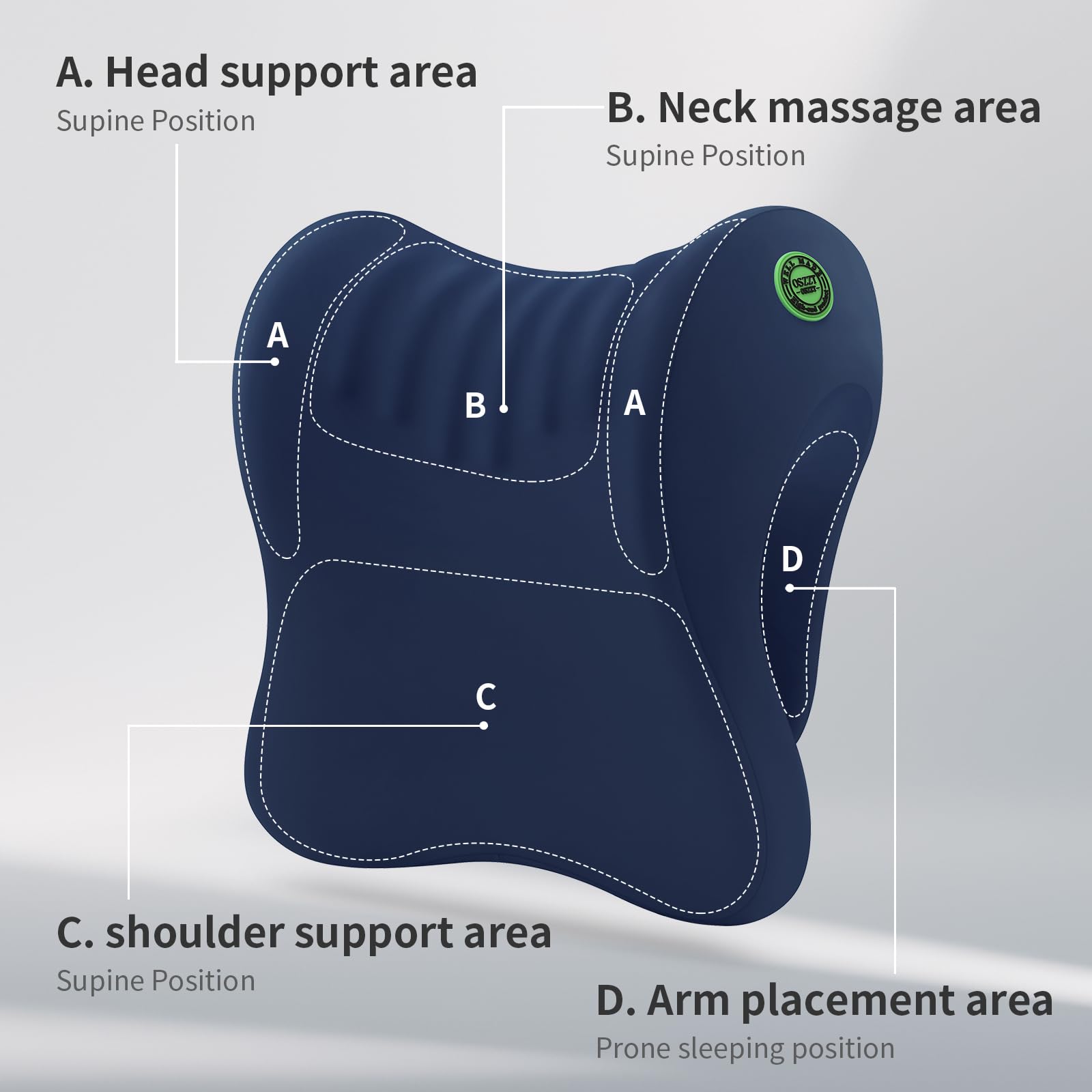 Ergonomic Office Chair Headrest, Adjustable Neck Support Pillow with Removable Washable Cover, Universal Head Rest Attachment for Office Chairs, Wheelchairs, Desk Chair Napping (Navy Blue)