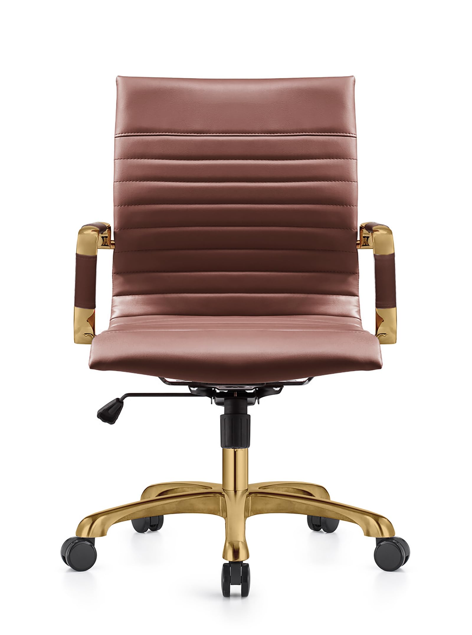 Qty 6 Modern Ergonomic Executive Office Chair, High-Back Leather Conference Desk Chair with Adjustable Height, Tilt Control, 360° Swivel & Gold Frame for Home Office