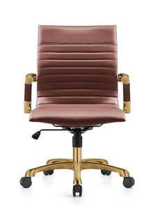 Qty 6 Modern Ergonomic Executive Office Chair, High-Back Leather Conference Desk Chair with Adjustable Height, Tilt Control, 360° Swivel & Gold Frame for Home Office