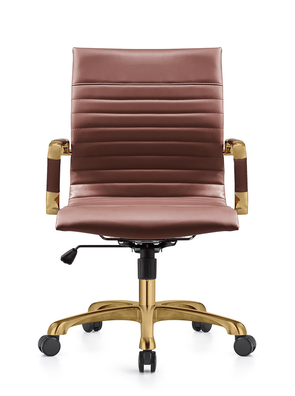 Qty 4 Modern Ergonomic Executive Office Chair, High-Back Leather Conference Desk Chair with Adjustable Height, Tilt Control, 360° Swivel & Gold Frame for Home Office