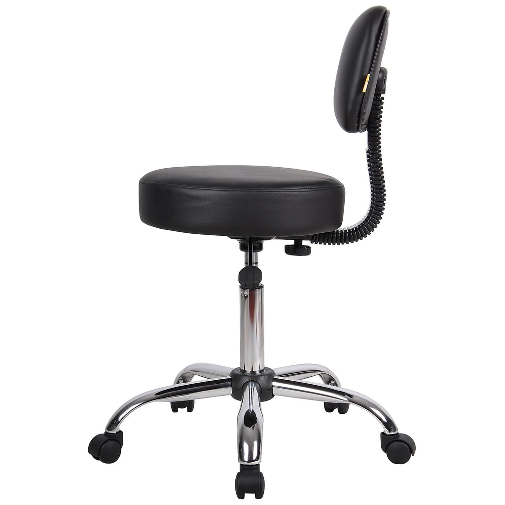 B245-BK Be Well Medical Spa Stool with Back, Black