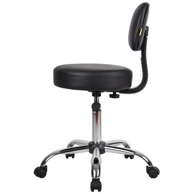 B245-BK Be Well Medical Spa Stool with Back, Black