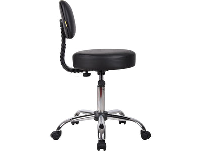 B245-BK Be Well Medical Spa Stool with Back, Black