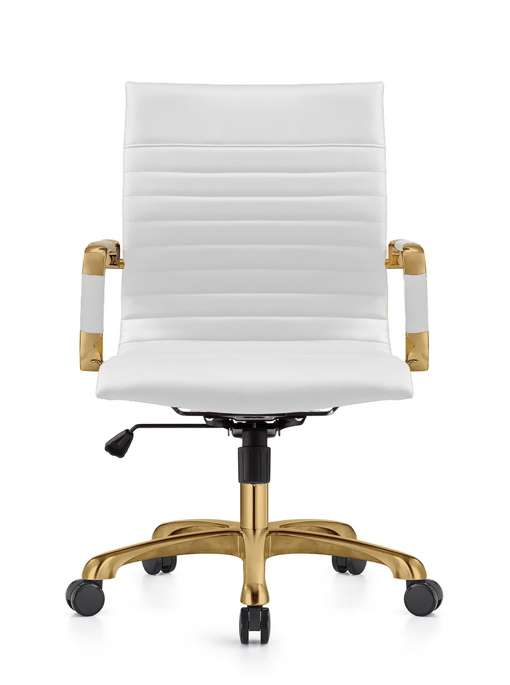 Qty 2 Modern Ergonomic Executive Office Chair, High-Back Leather Conference Desk Chair with Adjustable Height, Tilt Control, 360° Swivel & Gold Frame for Home Office
