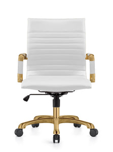 Qty 2 Modern Ergonomic Executive Office Chair, High-Back Leather Conference Desk Chair with Adjustable Height, Tilt Control, 360° Swivel & Gold Frame for Home Office