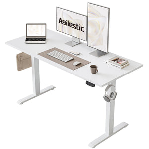 Electric Standing Desk, 48 x 24 Inches Height Adjustable Desk, Sit Stand up for Work Office Home, Ergonomic Rising Computer Table with Memory Preset, White