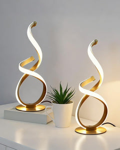 2 Pack Gold Cool Table Lamps, LED Spiral Desk Lights, Dimmable