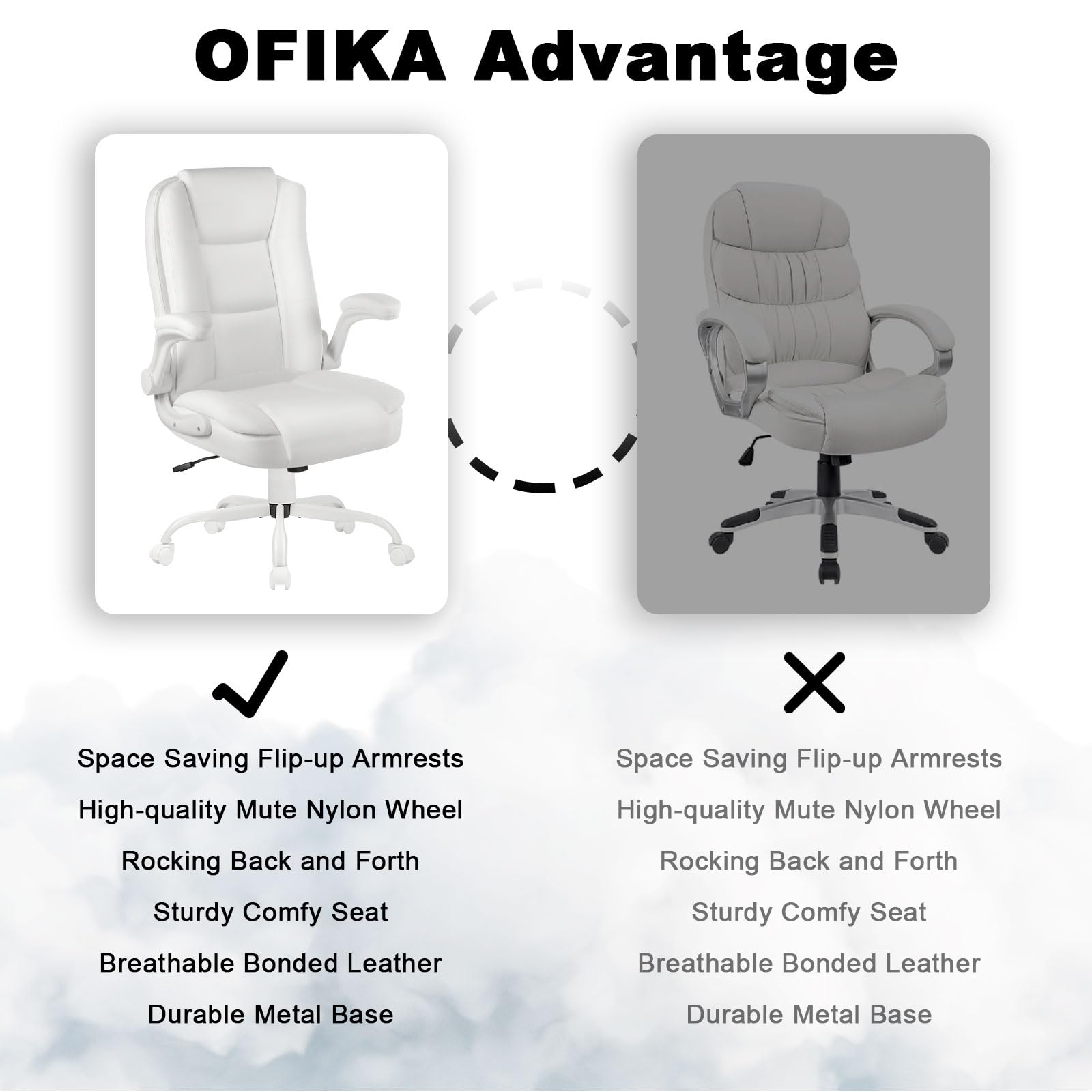 Leather Office Desk Chair,Ergonomic Office Chair with Lumbar Support,Computer Chair,Executive Leather Chair with Padded Flip-up Arm,Adjustable Armrests, Black,275LBS