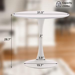 White Round Dining Table, 31.5