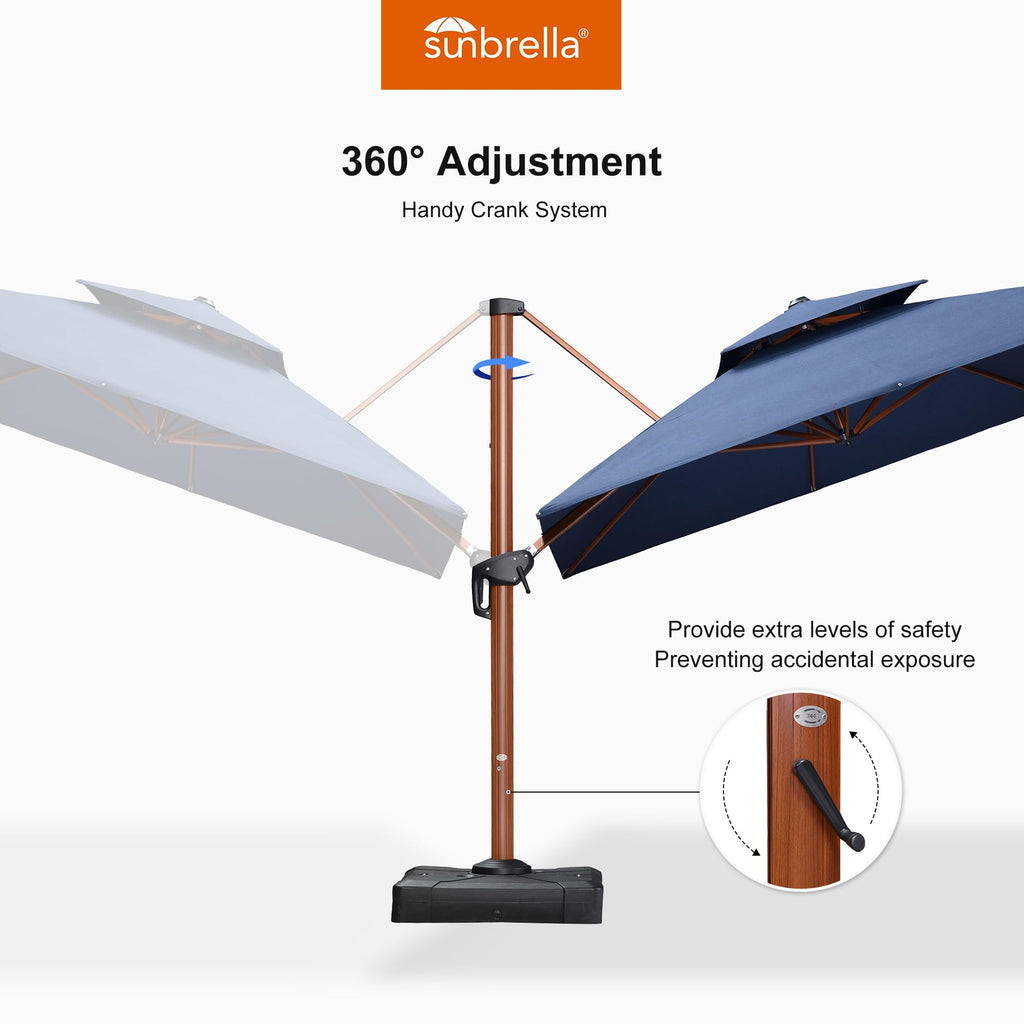 10' X 13' Double Top Deluxe Rectangle Patio Umbrella - Offset Hanging Cantilever Umbrellas in Spectrum Indigo