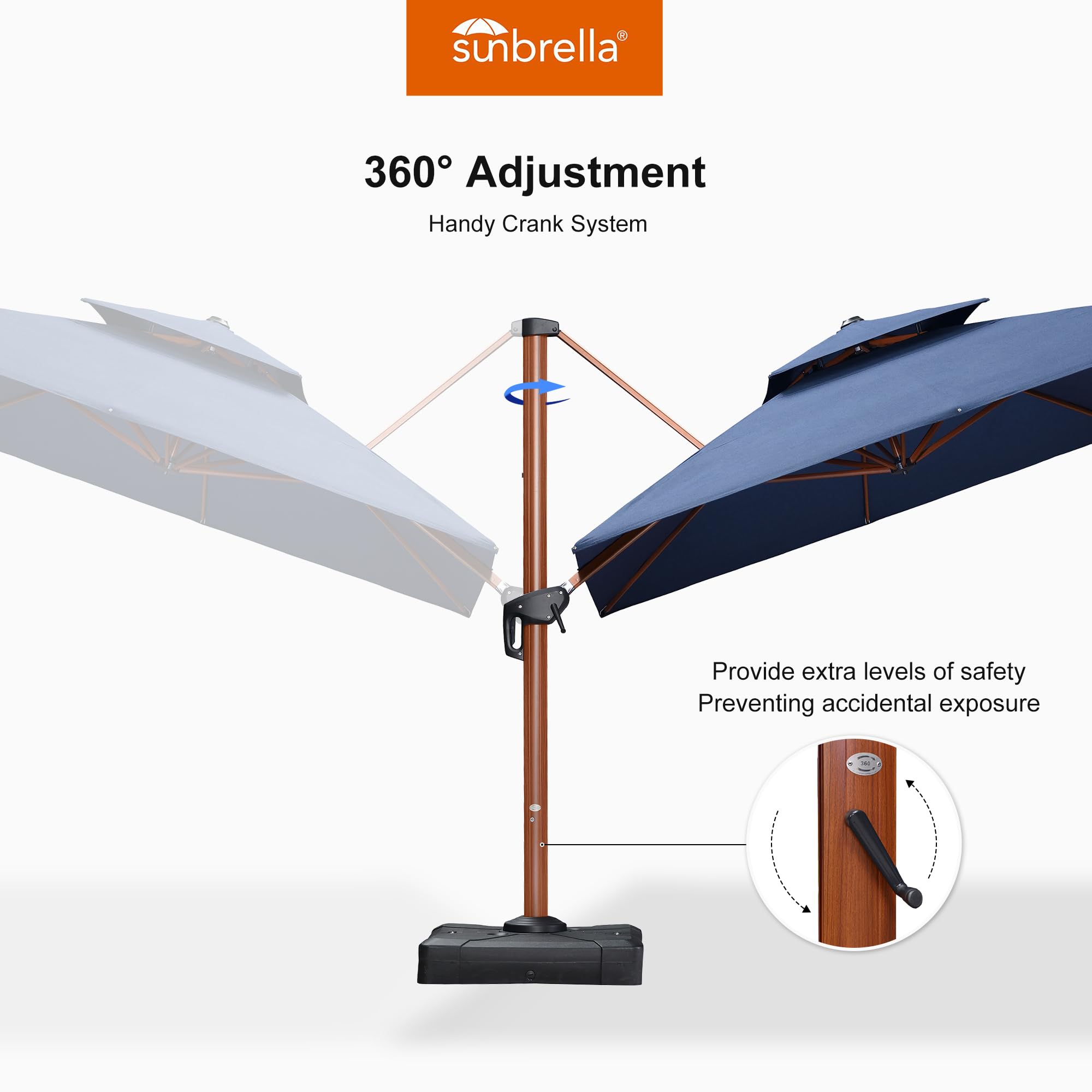 10' X 13' Double Top Deluxe Rectangle Patio Umbrella - Offset Hanging Cantilever Umbrellas in Spectrum Indigo